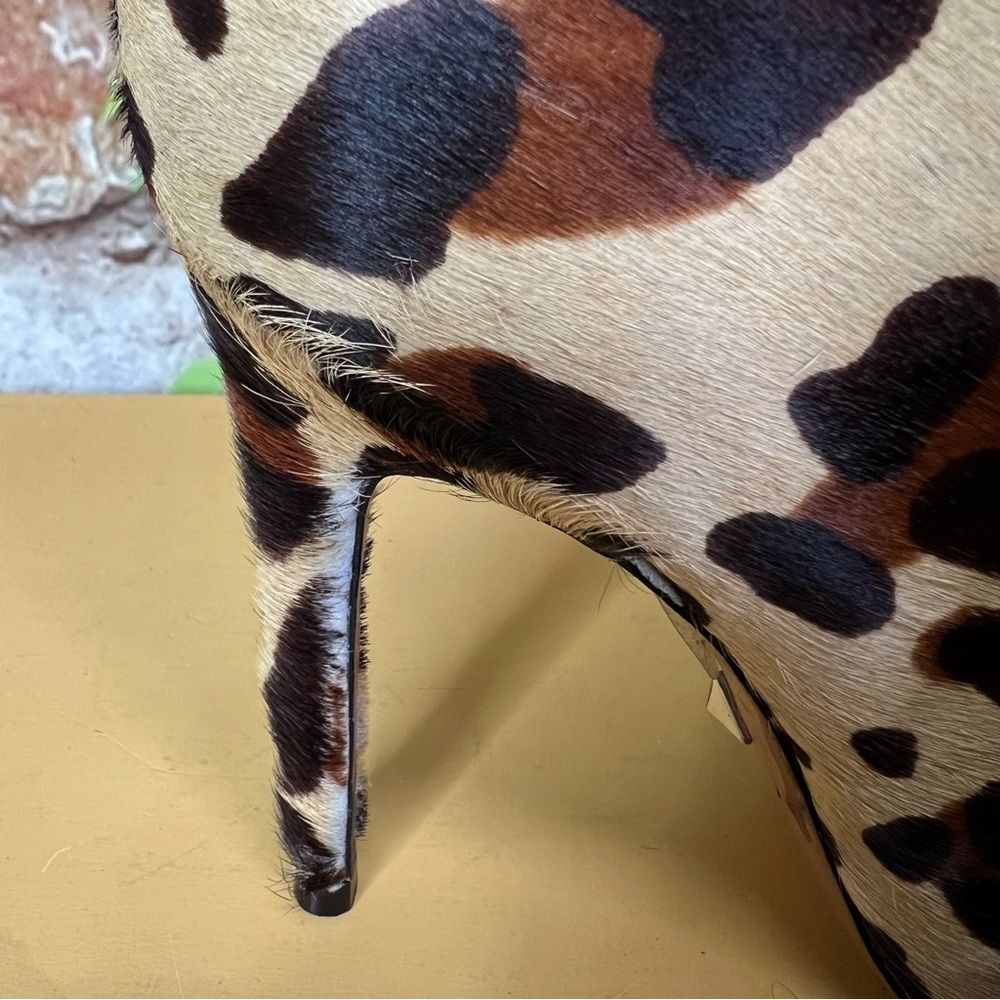 SCHUTZ Leopard Print Calf Hair Stiletto Cap Toe Boots, 7.5B - Picture 14 of 15